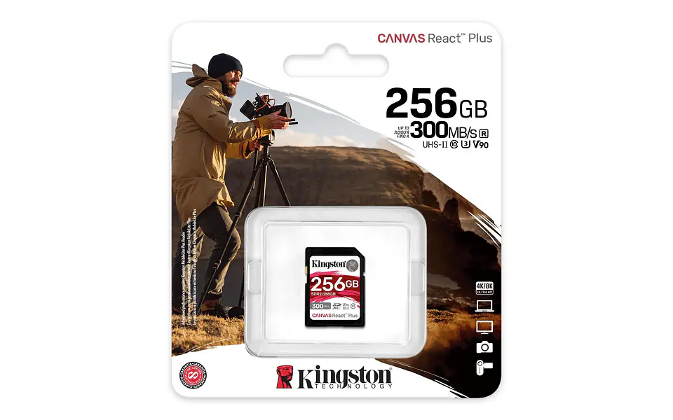 TARJETA MEMORIA SD KINGSTON CANVAS REACT PLUS 256GB 300MB/S 1