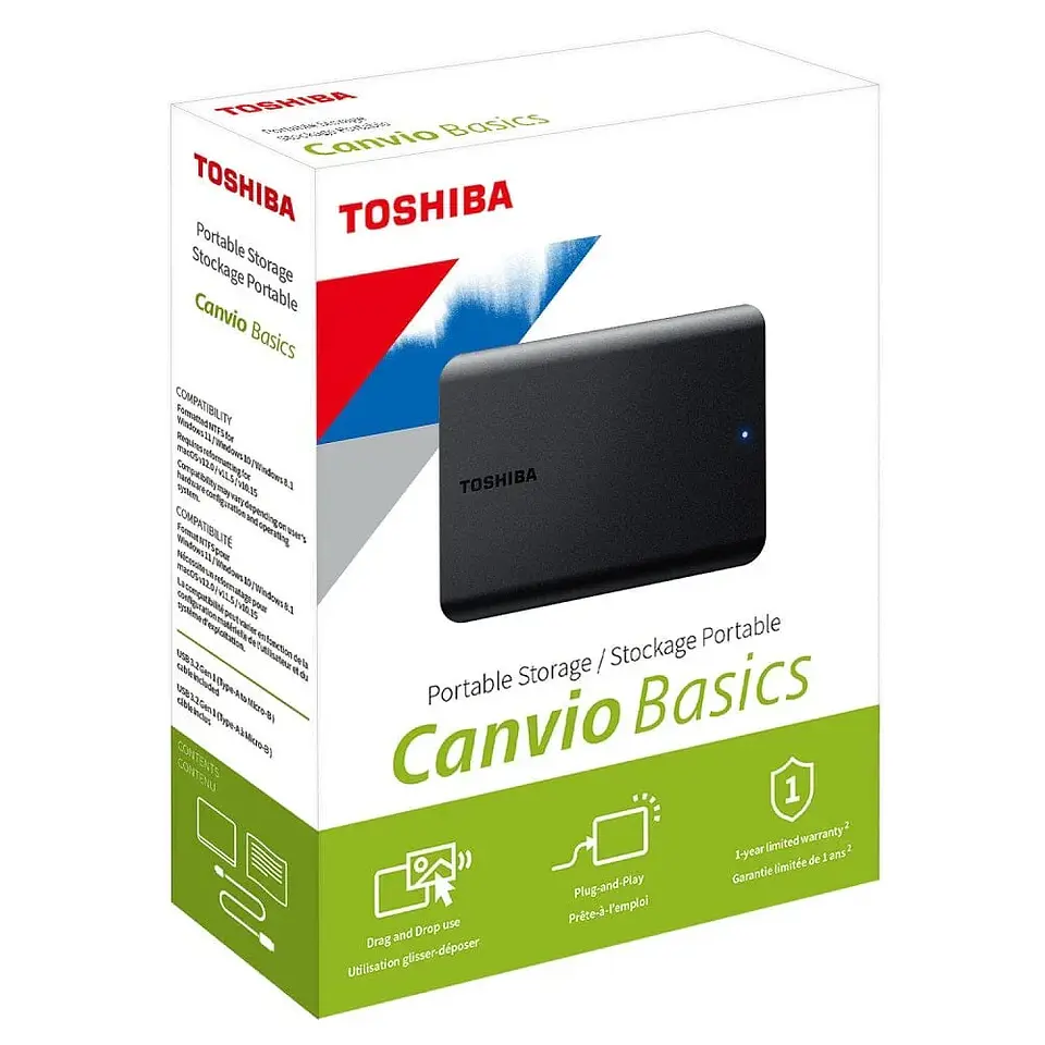 DISCO DURO EXTERNO TOSHIBA CANVIO BASICS 4TB USB 3.0 NEGRO 3