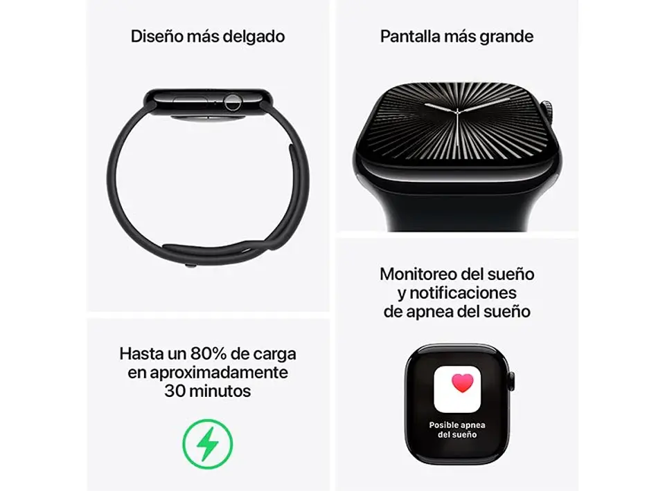 APPLE WATCH S10 ALUMINIO 46MM SPORT BAND M/L NEGRO 2