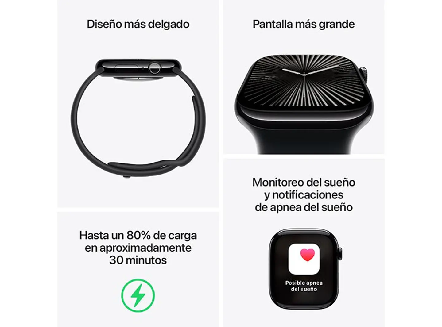 APPLE WATCH SERIE 10 42MM NEGRO ALUMINIO CORREA DEPORTIVA M/L 3