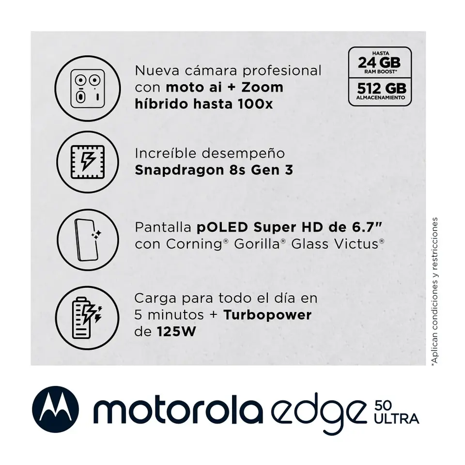 CELULAR MOTOROLA EDGE 50 ULTRA 512 GB 12 GB RAM TAMAÑO 1 6