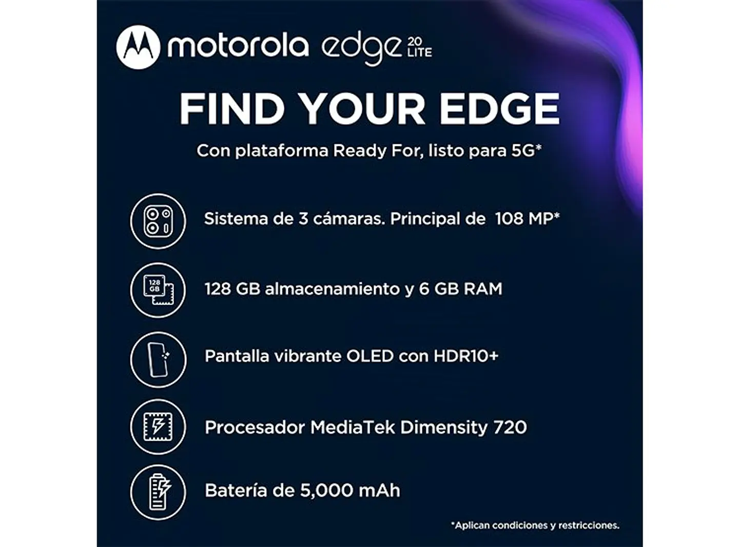 CELULAR MOTOROLA EDGE 20 LITE 128 GB 6 GB RAM 32MP 6.6