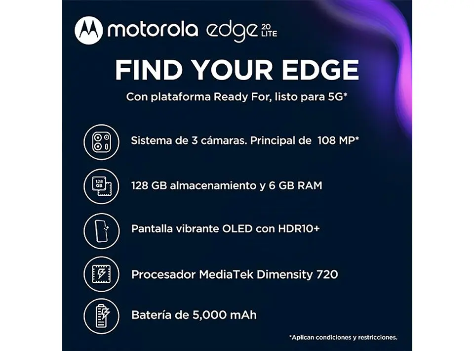 CELULAR MOTOROLA EDGE 20 LITE 128 GB 6 GB RAM 32MP 6.6