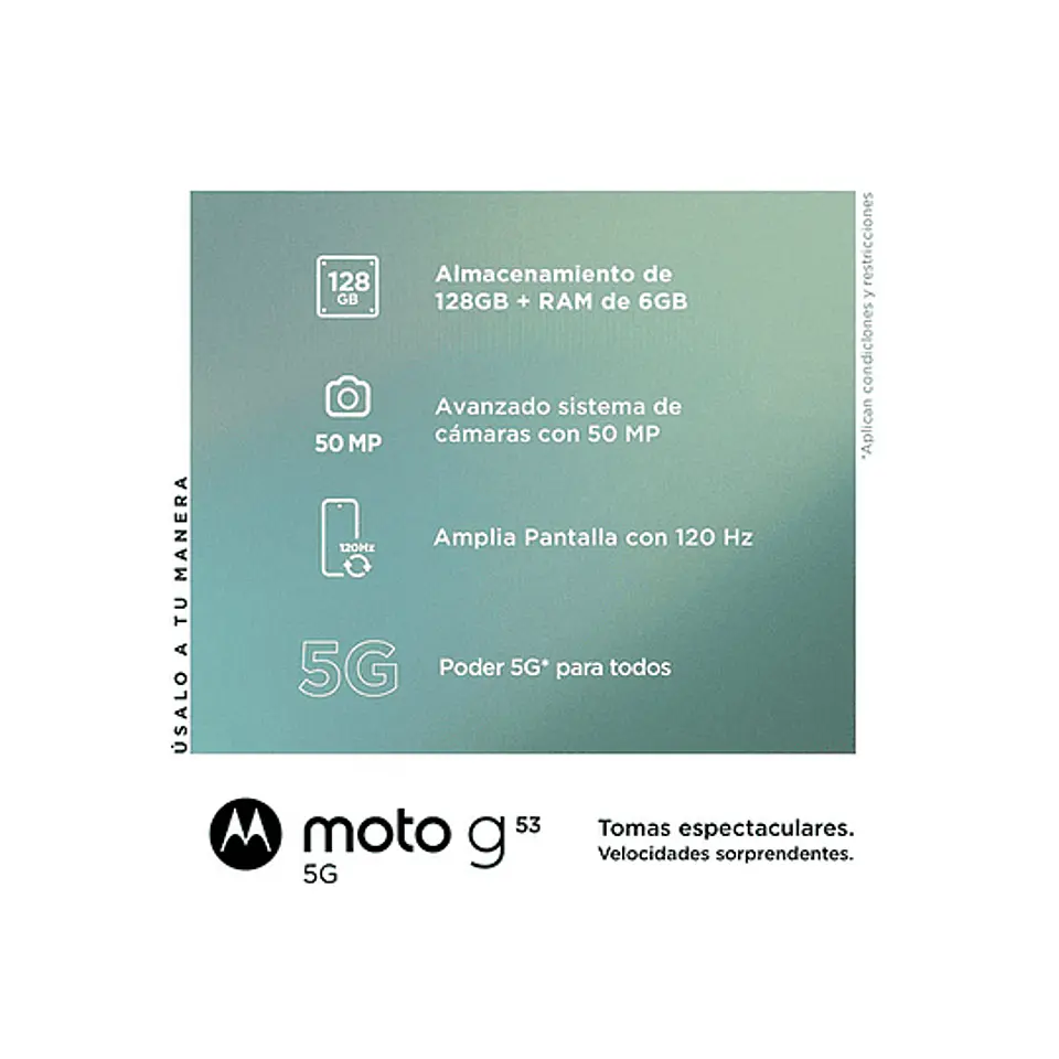 CELULAR MOTOROLA MOTO G53 128 GB 4 GB RAM PLATA 2