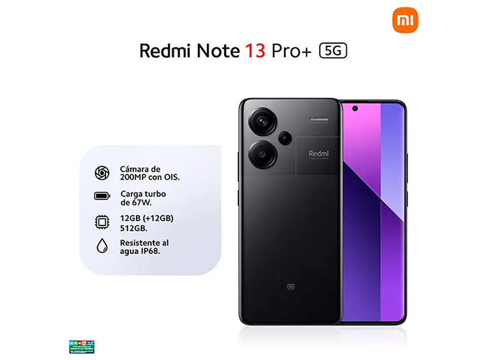 CELULAR XIAOMI REDMI NOTE 13 PRO+ 5G 512 GB 12 GB RAM 16MP 6.6
