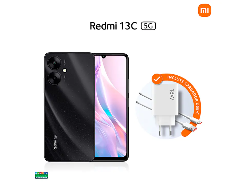 CELULAR XIAOMI REDMI 13C 5G 4GB 128GB 50MP NEGRO 6.74