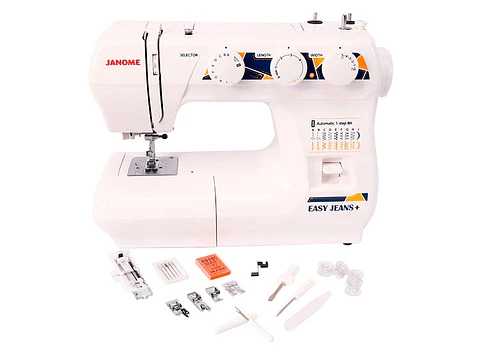 COMBO JANOME MAQUINA DE COSER EASY JEANS PLUS + OVERLOCK 8002D