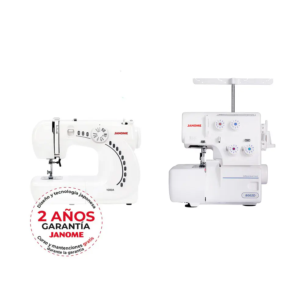 MÁQUINA DE COSER JANOME 1000A + OVERLOCK 8002D 2
