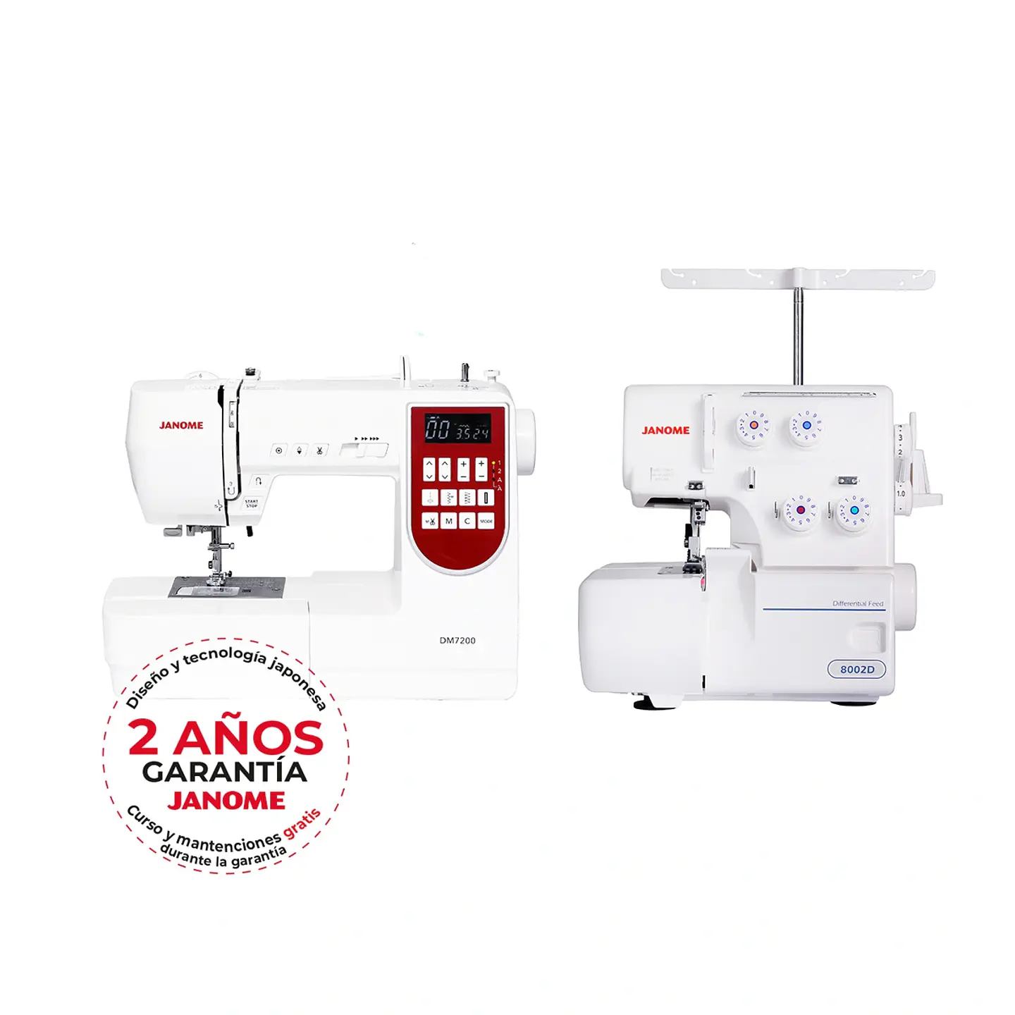 COMBO JANOME MÁQUINA DE COSER DM7200 + OVERLOCK 8002D 3