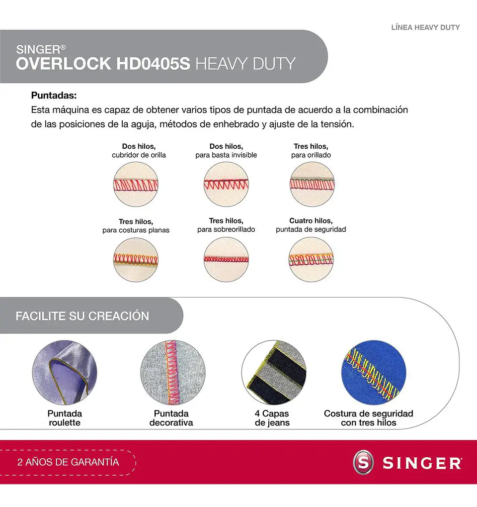 COSER CON PRECISION: MAQUINA OVERLOCK SINGER HD0405S PORTATIL 6