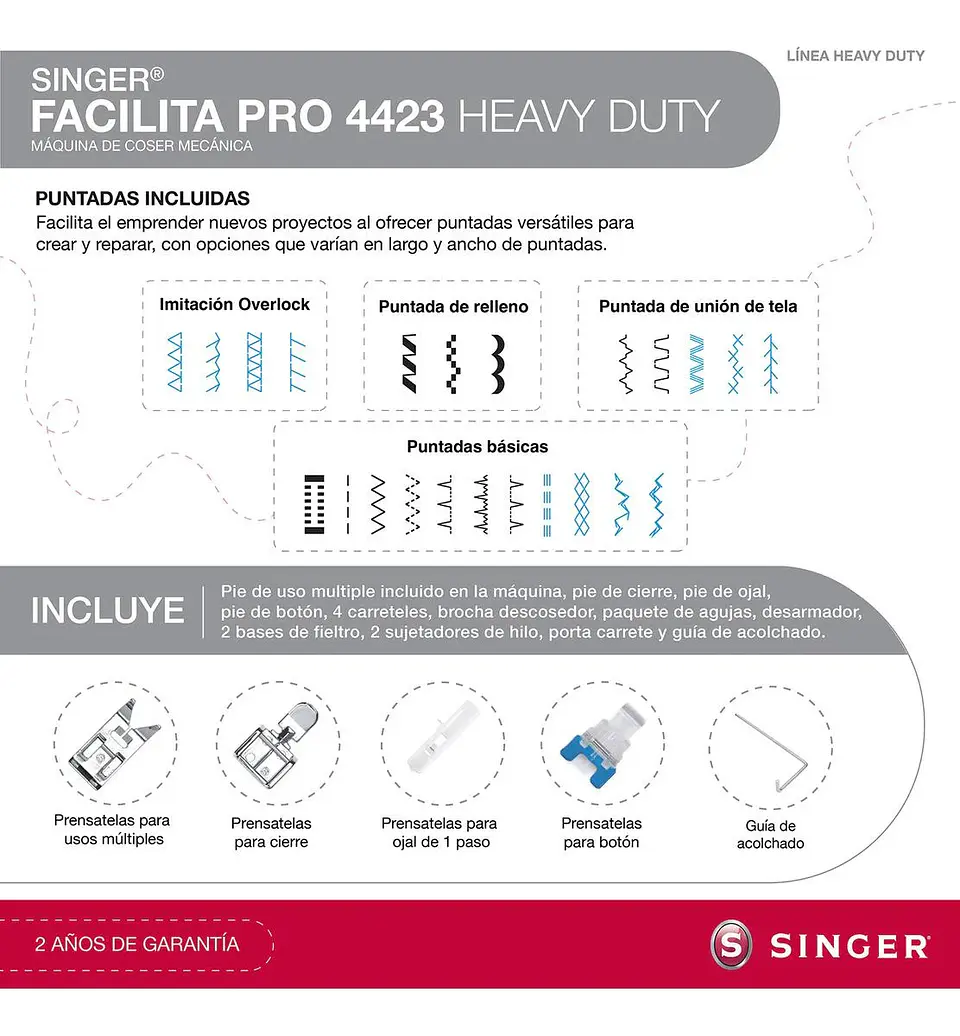 MÁQUINA DE COSER PORTÁTIL SINGER 4423, FUNCIÓN AUTOMÁTICA 6