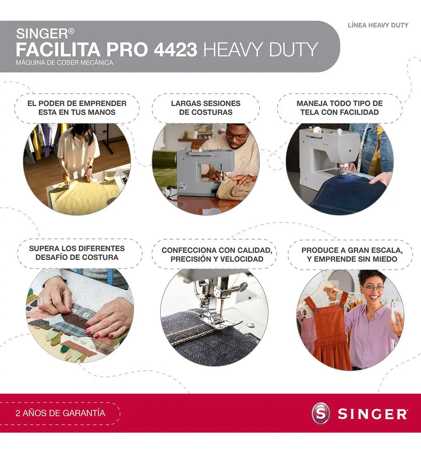 MÁQUINA DE COSER PORTÁTIL SINGER 4423, FUNCIÓN AUTOMÁTICA 8