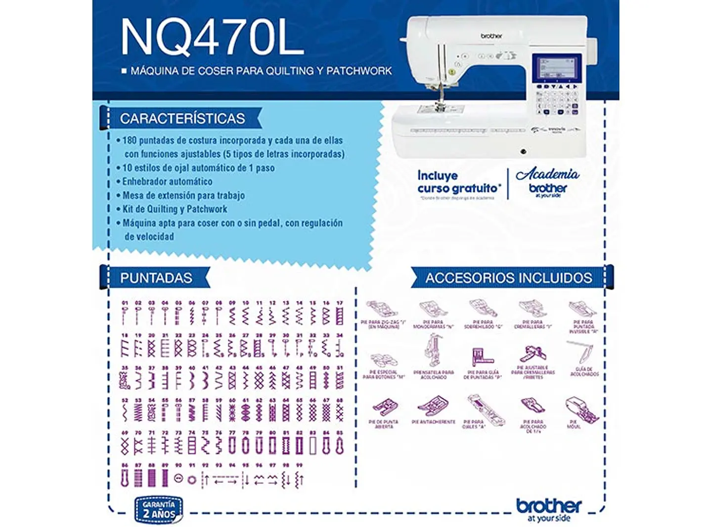 MAQUINA DE COSER BROTHER NQ470 QUILTING Y PATCHWORK 4