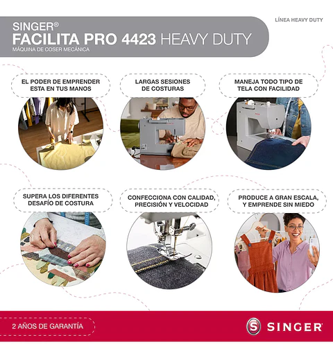 MÁQUINA DE COSER RECTA SINGER FACILITA PRO 4423 HEAVY DUTY PORTABLE GRIS 220V - 240V