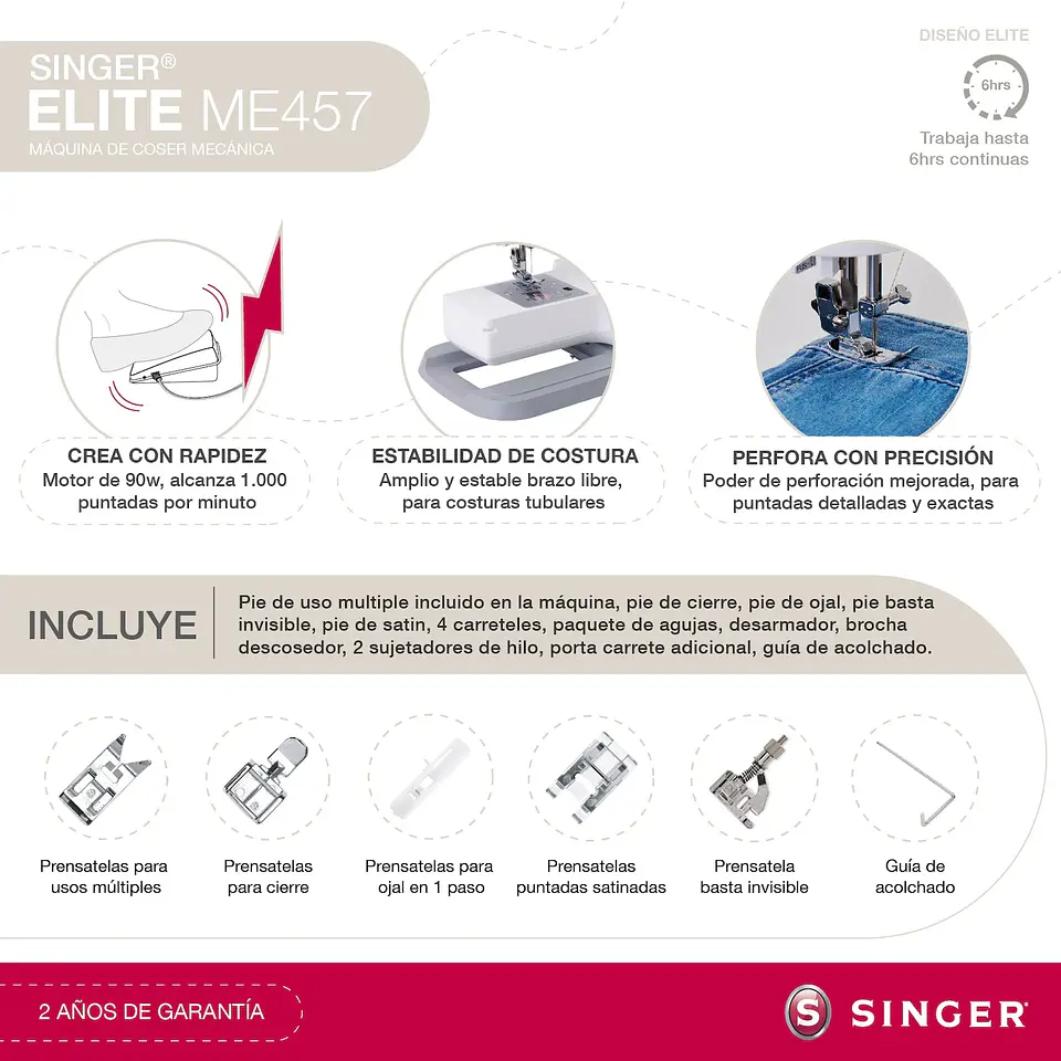MÁQUINA DE COSER SINGER ELITE ME457 4