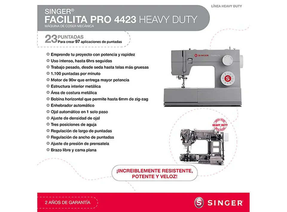 MÁQUINA DE COSER SINGER FACILITA PRO 4423 HEAVY DUTY 9