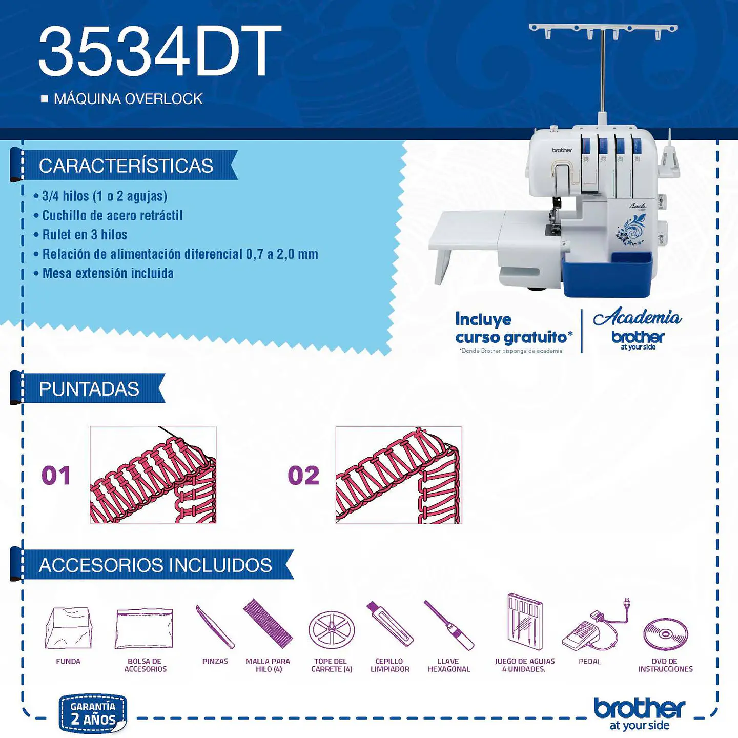 MAQUINA DE COSER BROTHER OVERLOCK 3534DT 4