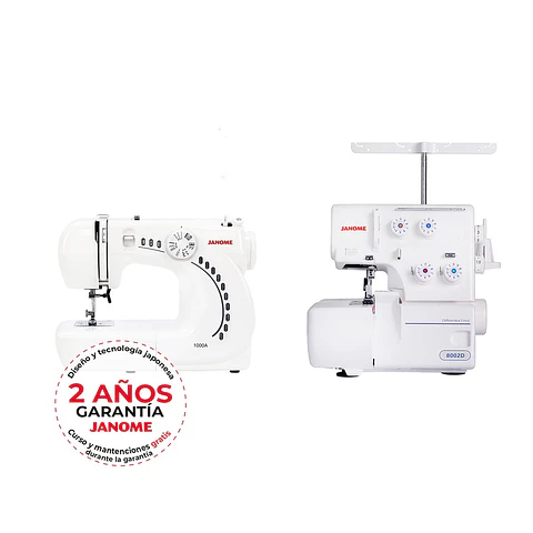MÁQUINA DE COSER JANOME 1000A + OVERLOCK 8002D