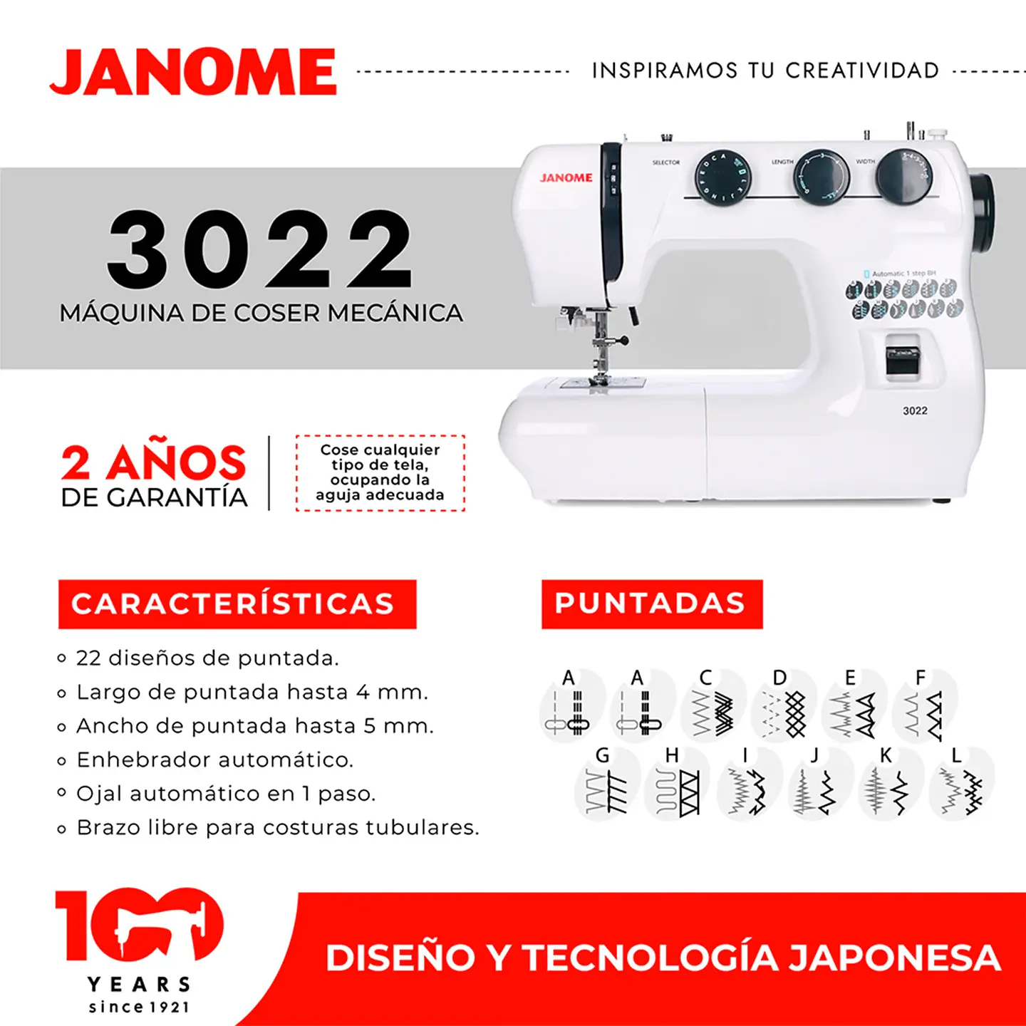 MAQUINA DE COSER JANOME 3022 3