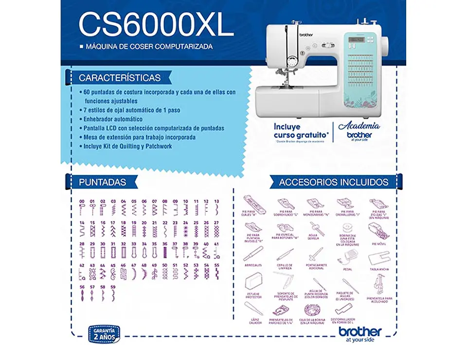 MÁQUINA DE COSER COMPUTARIZADA BROTHER CS6000XL 4