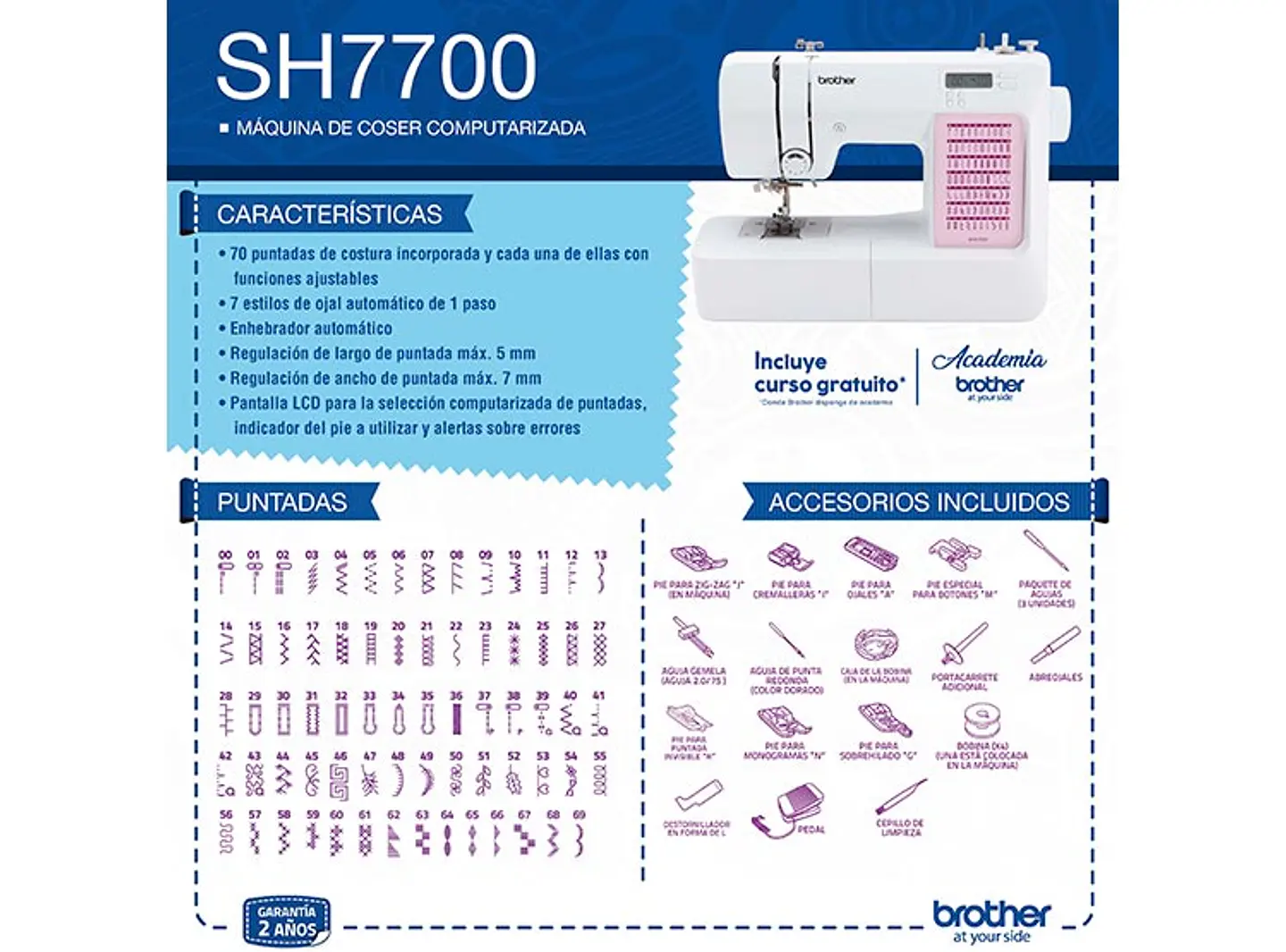 MÁQUINA DE COSER BROTHER SH7700 COMPUTARIZADA 5