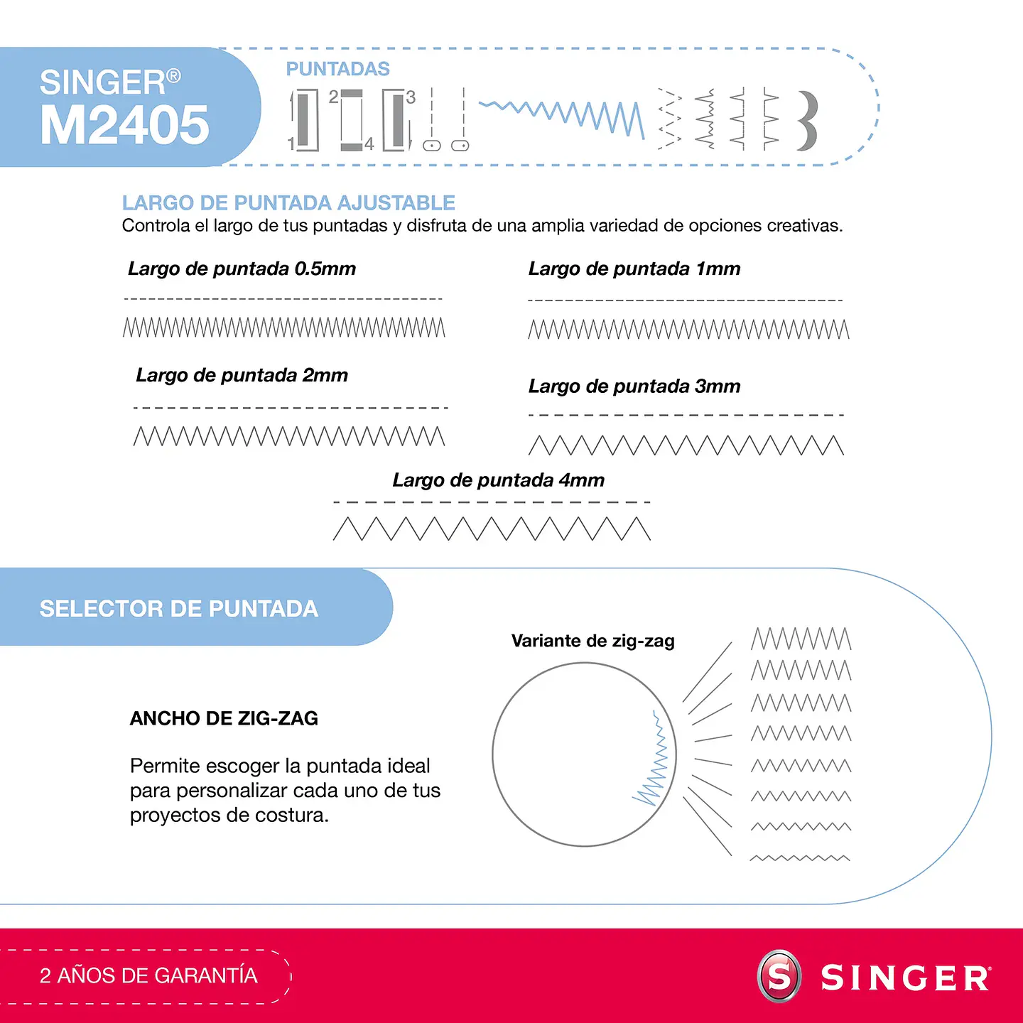 MÁQUINA DE COSER SINGER M2405 70W 5