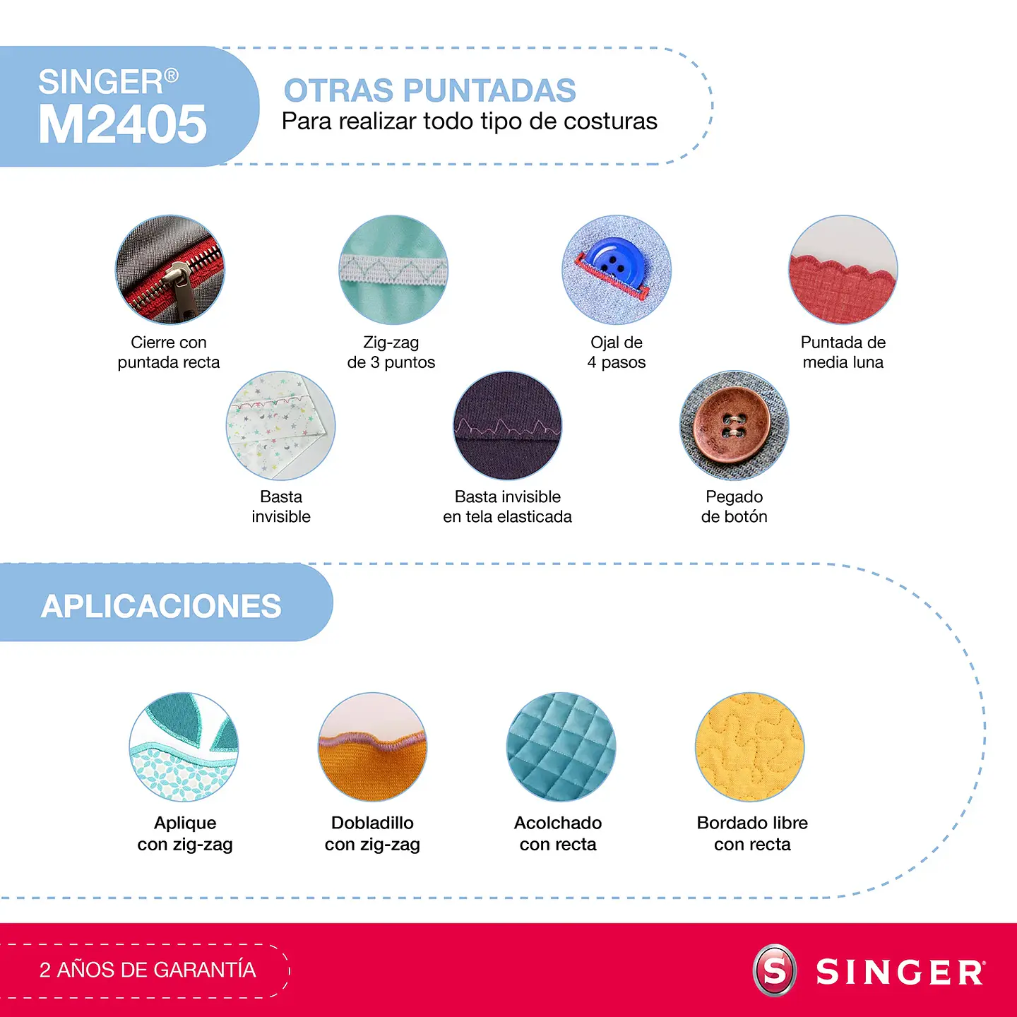 MÁQUINA DE COSER SINGER M2405 70W 6