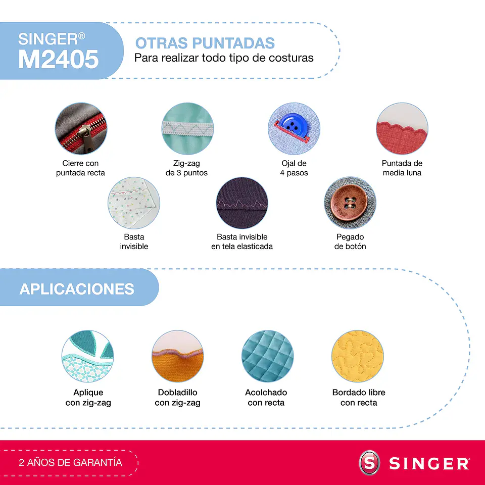 MÁQUINA DE COSER SINGER M2405 70W 6