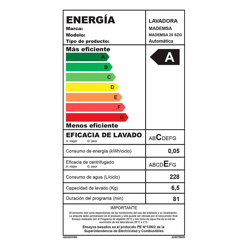 LAVADORA CARGA SUPERIOR MADEMSA 20 SZG 20KG GRIS 7