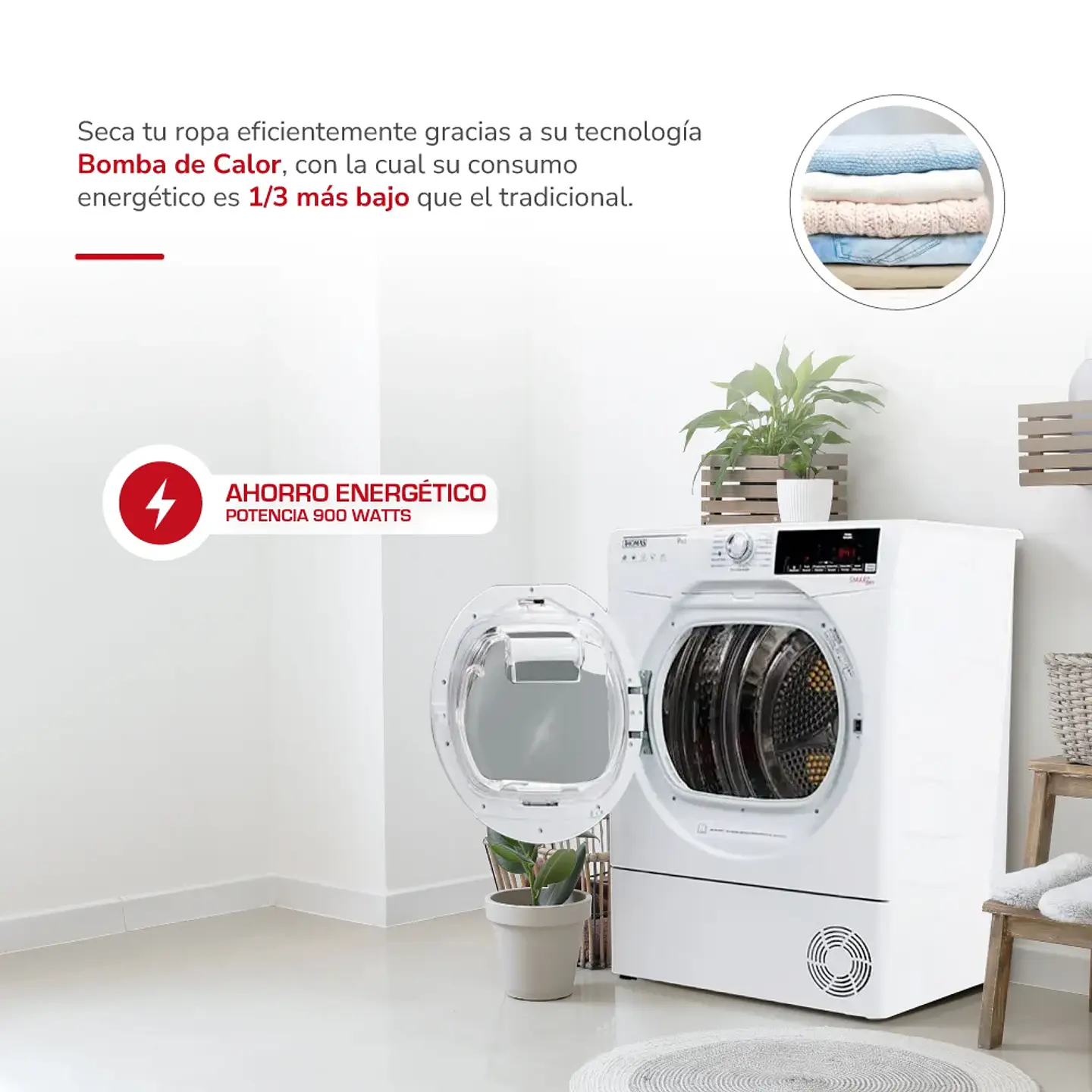 SECADORA ELE CTRICA 9 KG POR CONDENSACION CON BOMBA CALOR 3