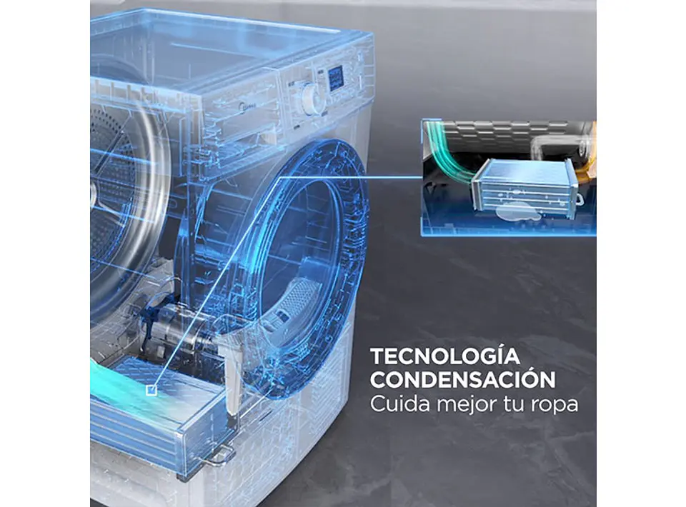 SECADORA DE ROPA POR CONDENSACION MIDEA MSC-90B08E 9KG BLANCO 8