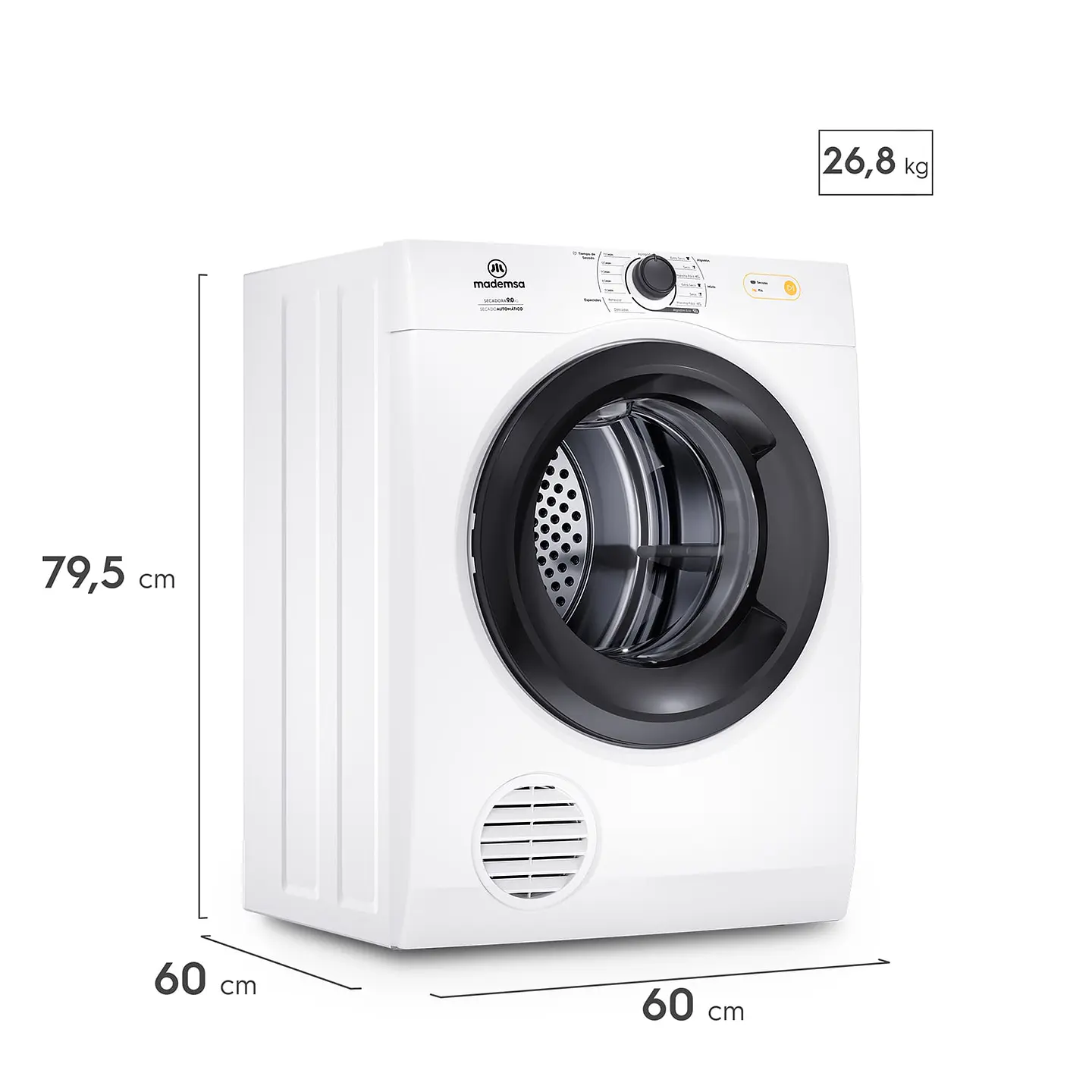 SECADORA DE ROPA MADEMSA 9KG SECADO AUTOMÁTICO 9D BZG BLANCA 8