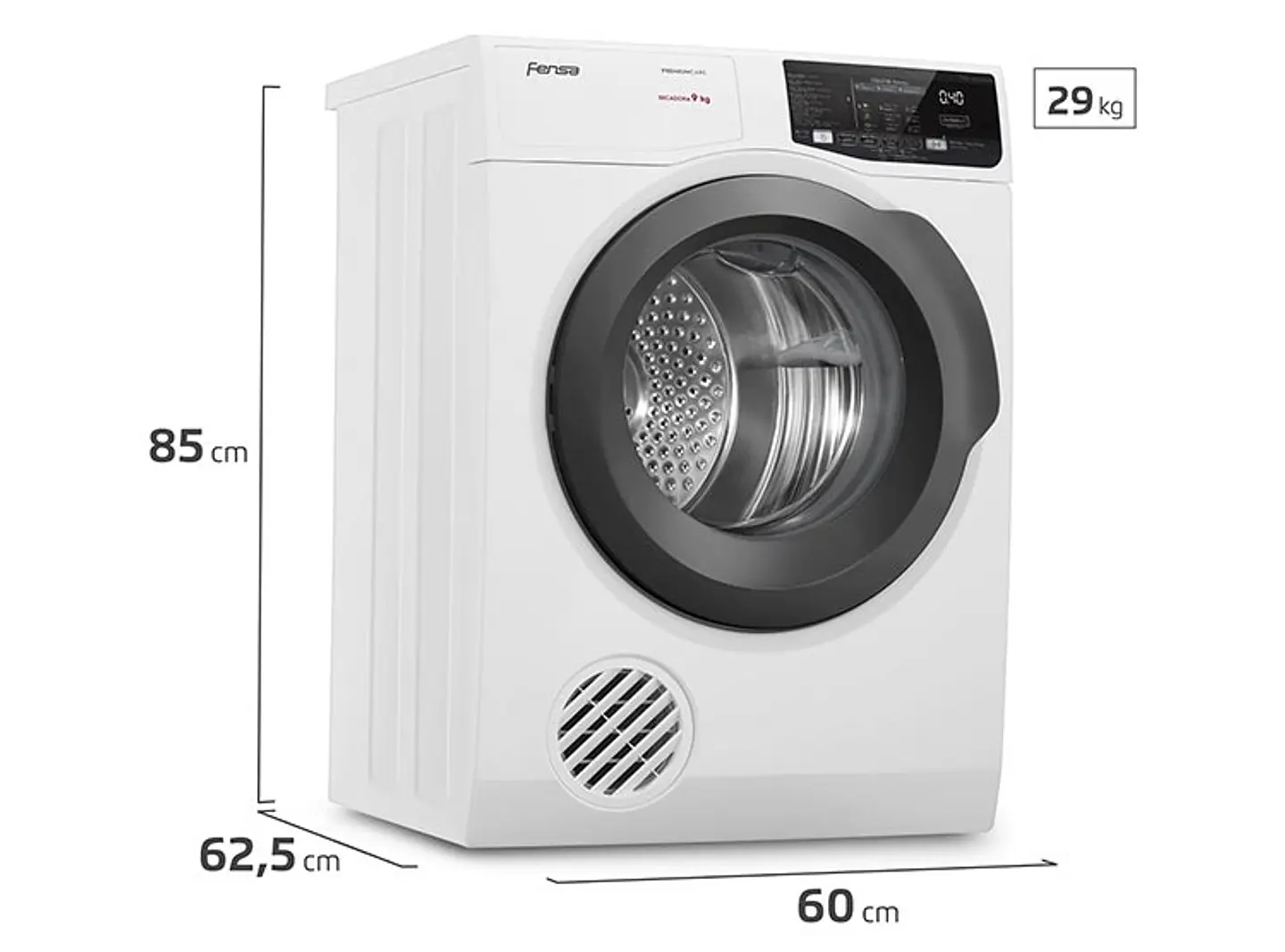 SECADORA DE ROPA POR VENTILACIÓN FENSA PREMUM CARE 9D 9KG BLANCO 2