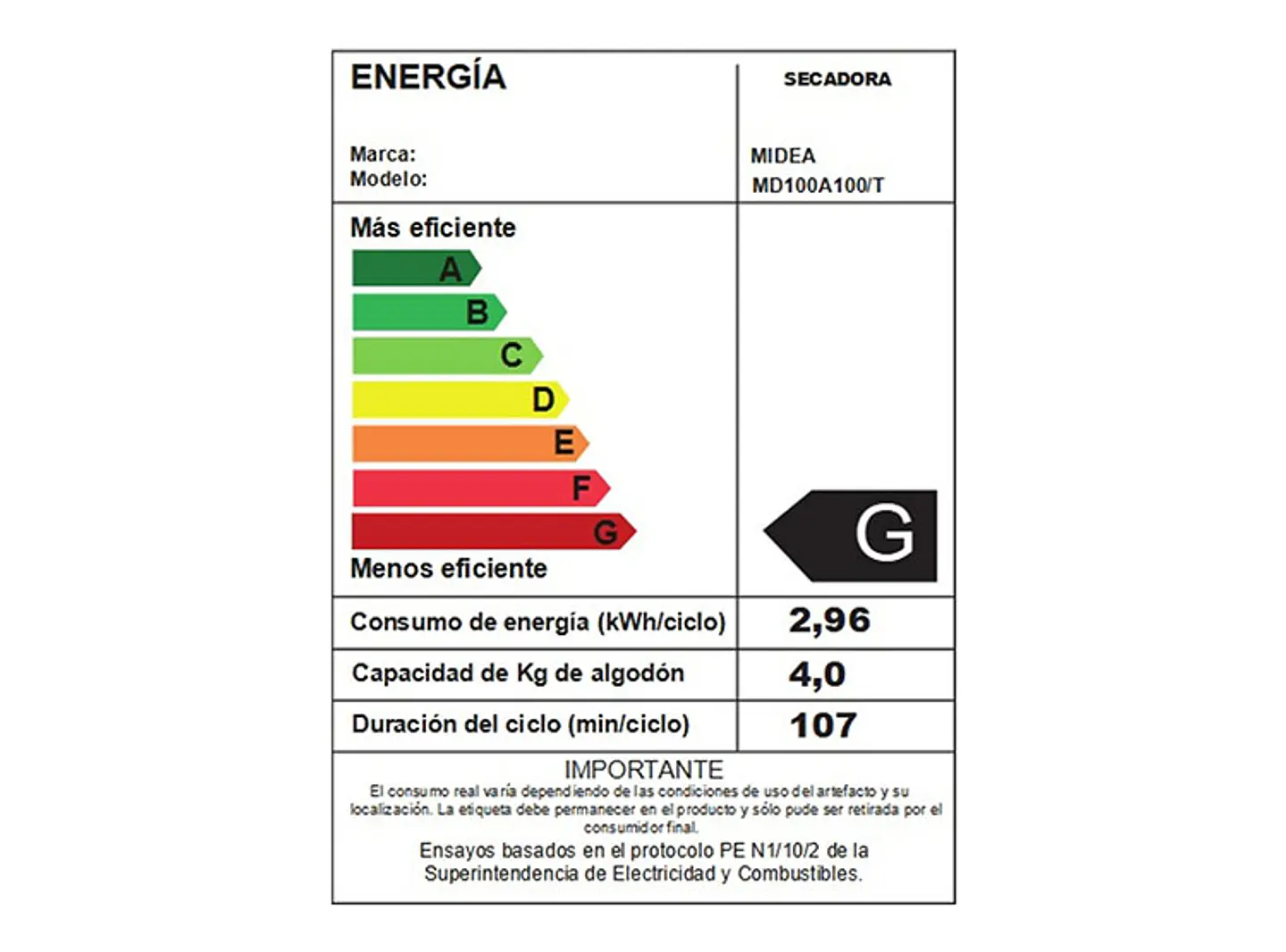 SECADORA DE ROPA POR VENTILACIÓN MIDEA MD100A100 10KG TITANIO 8