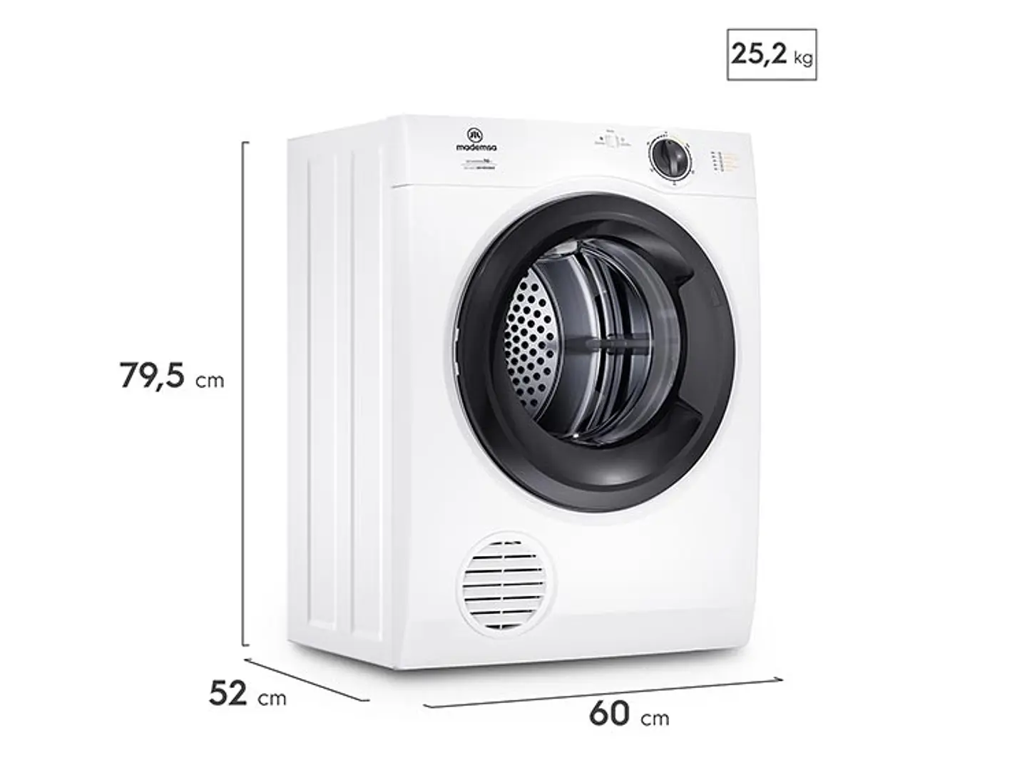 SECADORA DE ROPA POR VENTILACIÓN MADEMSA 7D BZG 7KG BLANCO 4