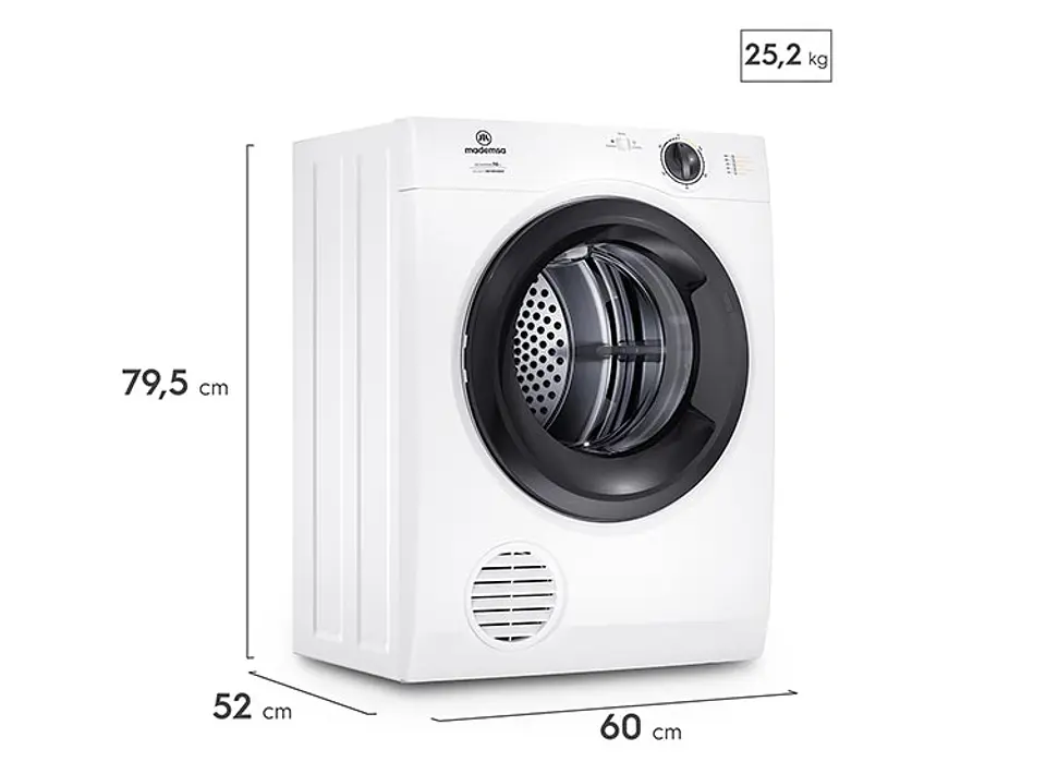 SECADORA DE ROPA POR VENTILACIÓN MADEMSA 7D BZG 7KG BLANCO 4