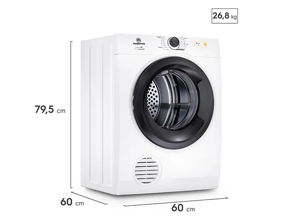 SECADORA DE ROPA POR VENTILACIÓN MADEMSA 9D BZG 9KG BLANCO 5