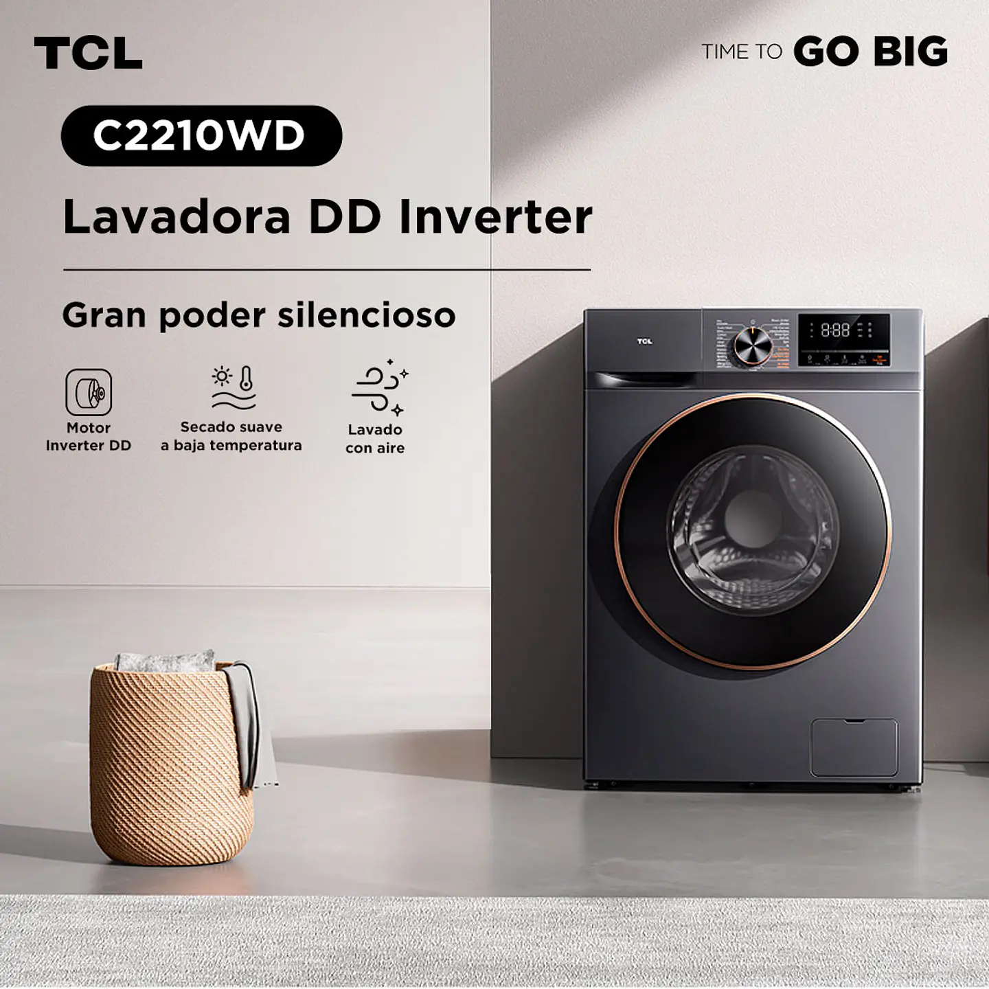 LAVADORA SECADORA FRONTAL TCL 10KG/7KG C2210WD DD INVERTER 7