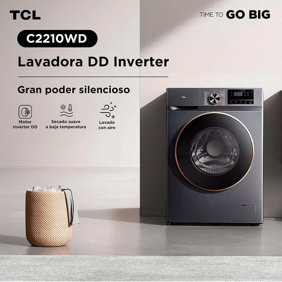 LAVADORA SECADORA FRONTAL TCL 10KG/7KG C2210WD DD INVERTER 7