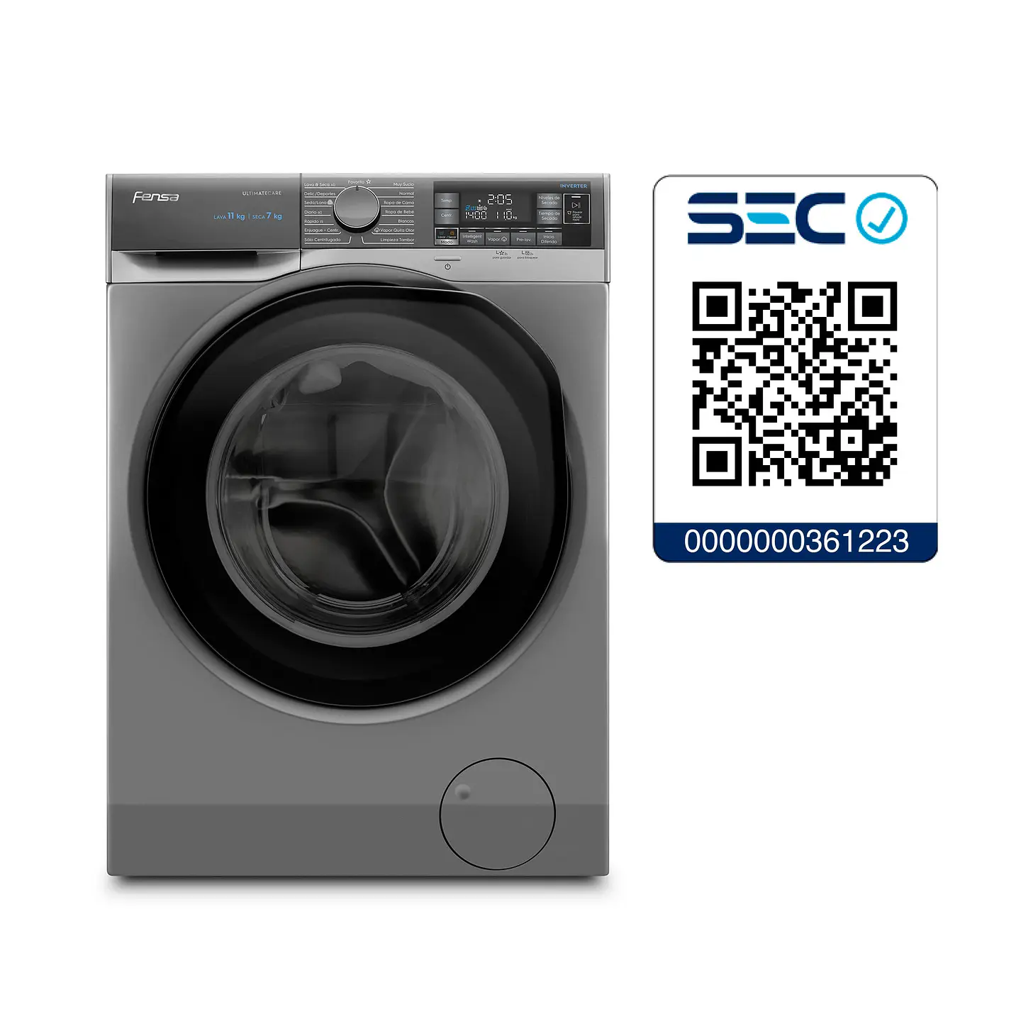 LAVADORA SECADORA FENSA 11/7 KG LAVADO INTELIGENTE 11WD GRIS 9
