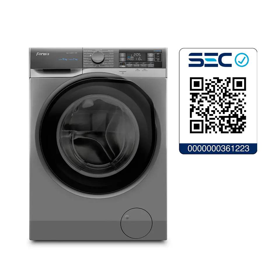 LAVADORA SECADORA FENSA 11/7 KG LAVADO INTELIGENTE 11WD GRIS 9