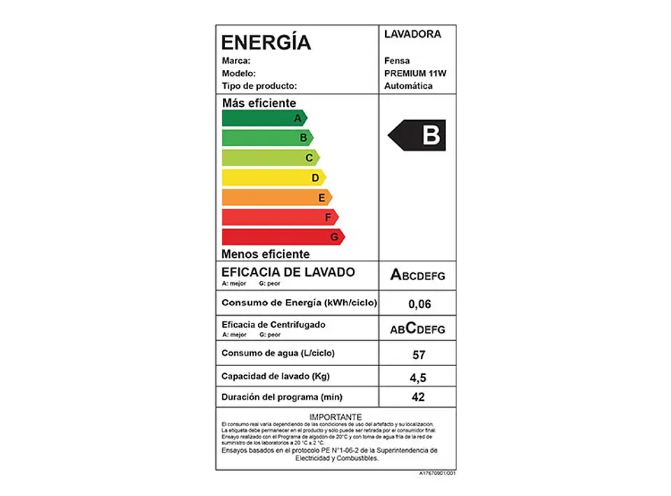 LAVADORA CARGA FRONTAL FENSA PREMIUM CARE 11W 11KG BLANCO 2