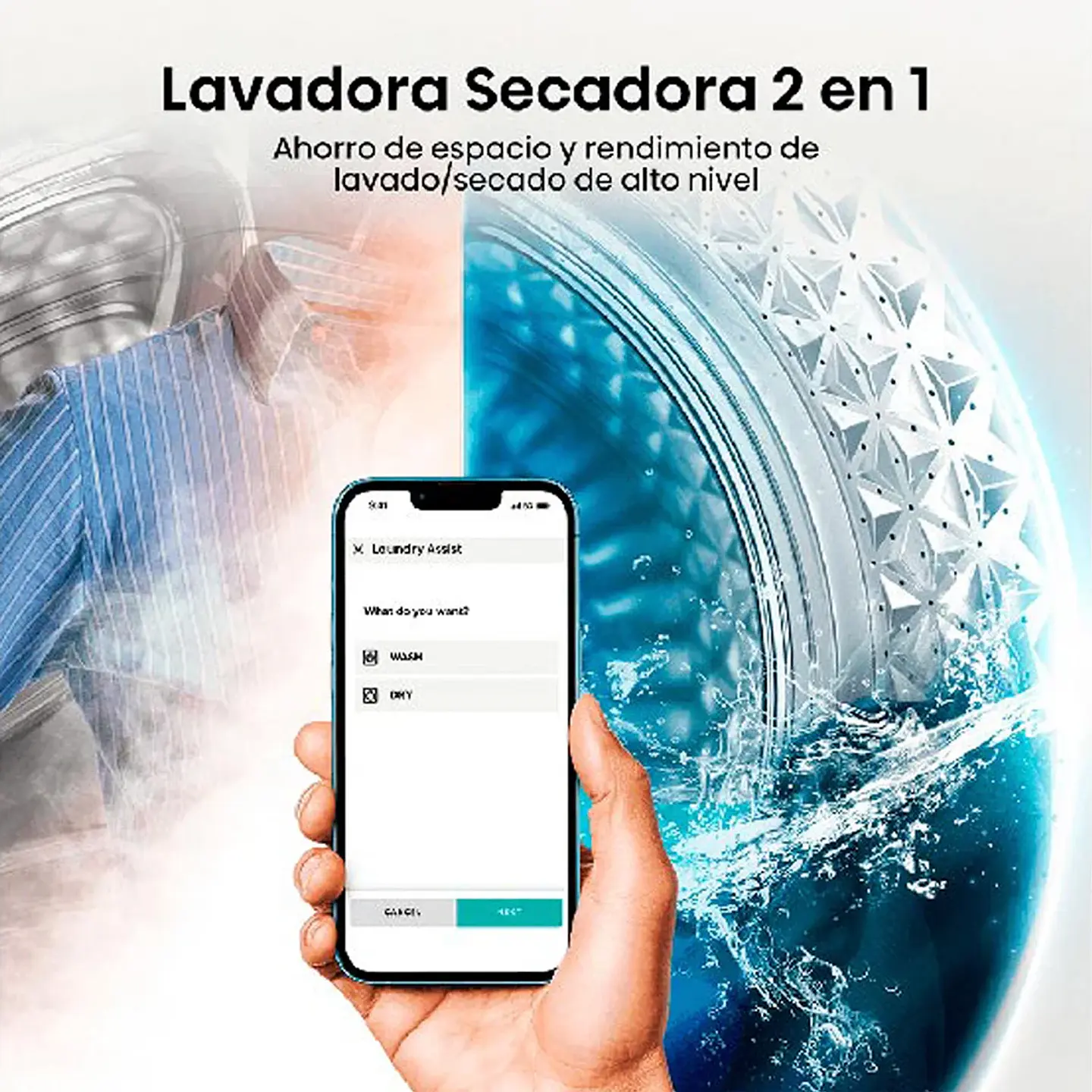 LAVADORA SECADORA CARGA FRONTAL HISENSE WD3S1243BT 12KG/8KG GRAFITO 9