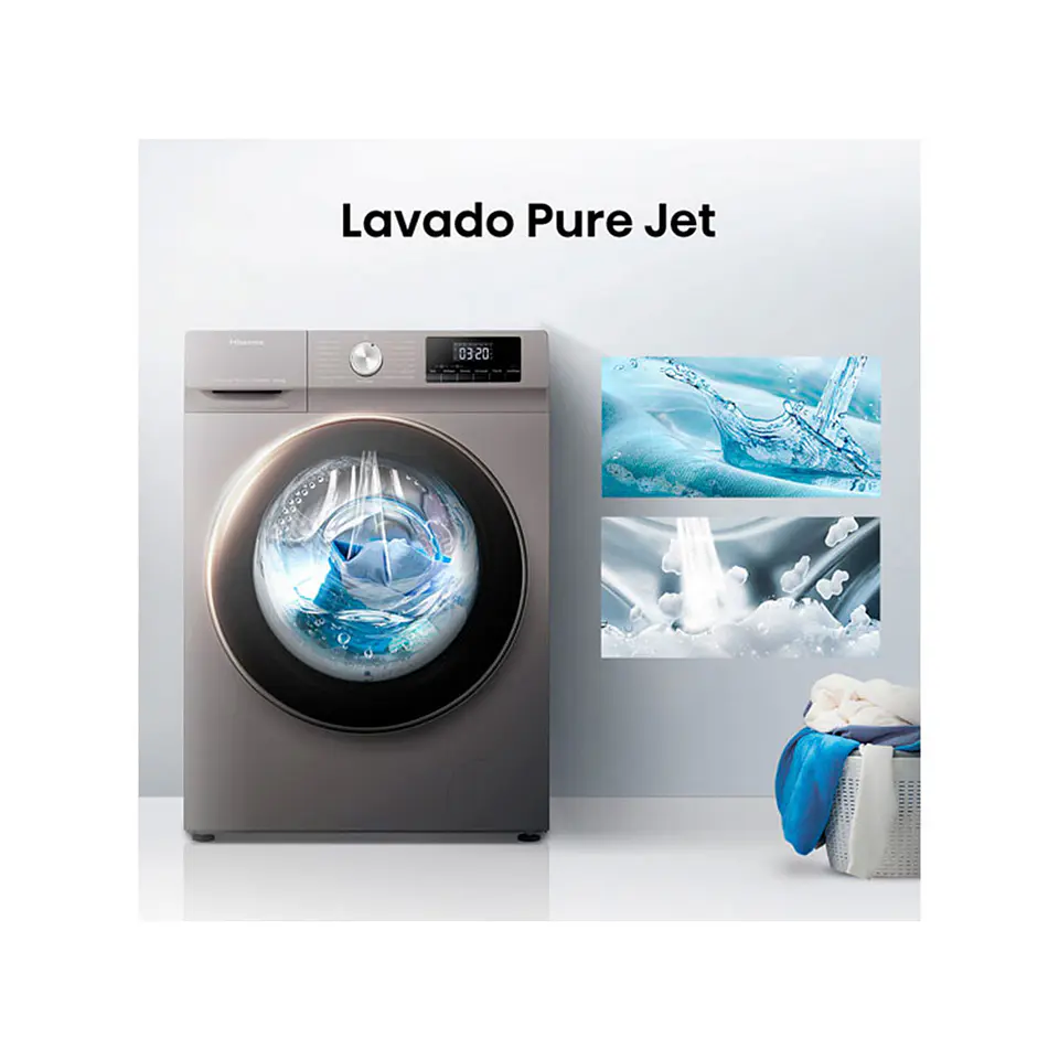LAVADORA SECADORA CARGA FRONTAL HISENSE WD3Q1042BT 10KG/6KG GRIS 4