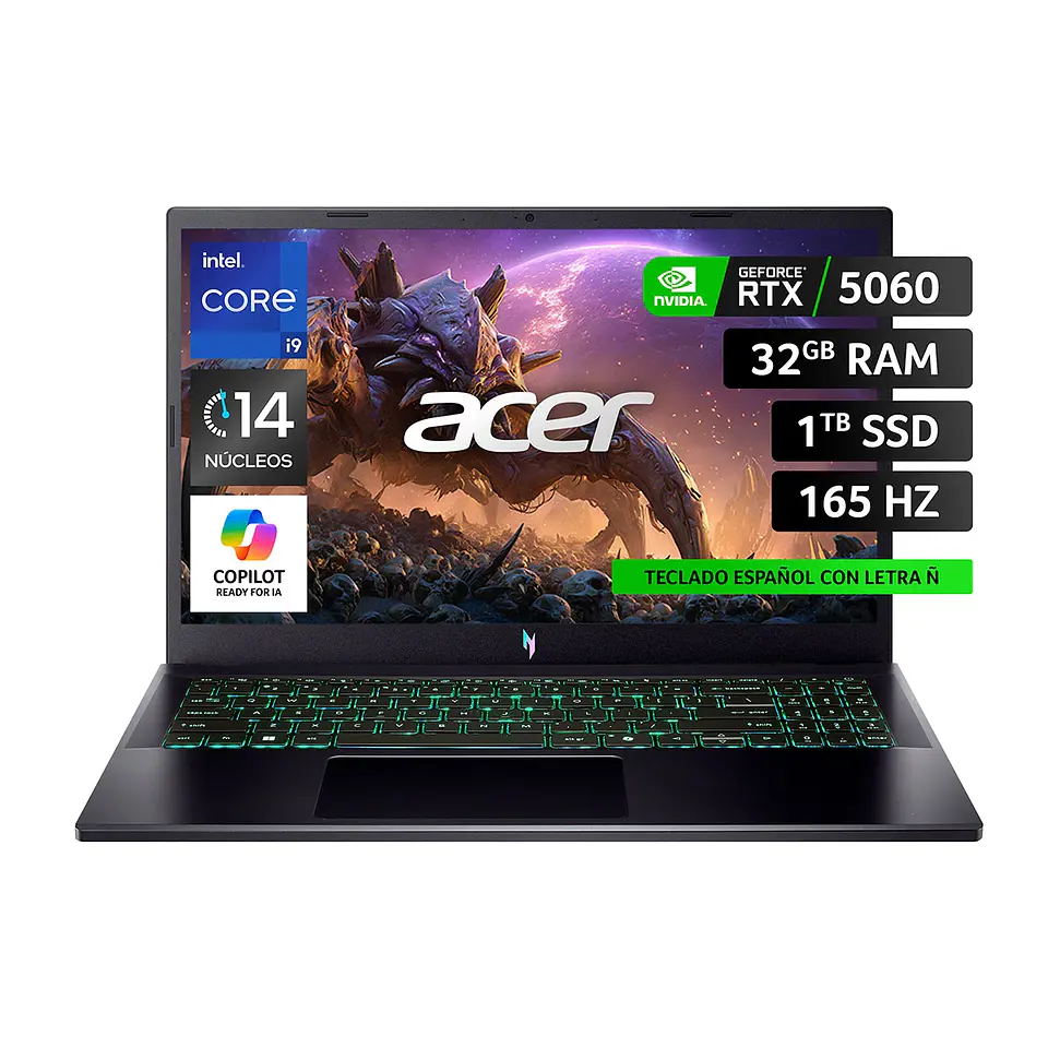 NOTEBOOK ACER GAMER NITRO 5 ANV15-52-96J3-1 INTEL CORE I9 32GB RAM 1TB SSD NVIDIA RTX5060 15.6 1