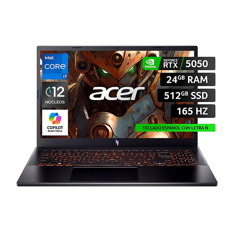 NOTEBOOK ACER GAMER NITRO 5 ANV15-52-73S9-1 INTEL CORE I7 24GB RAM 512GB SSD NVIDIA RTX5050 15.6"
