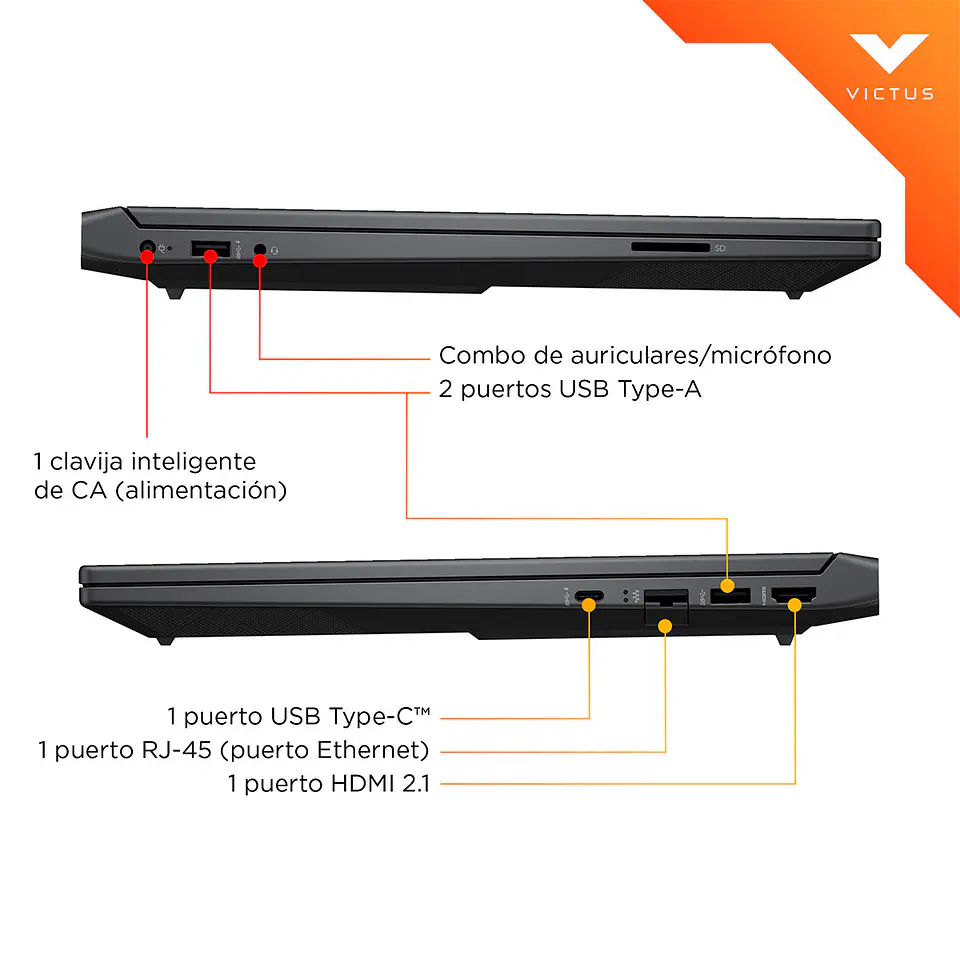 NOTEBOOK GAMER HP VICTUS 15-FA2014LA INTEL CORE I5 16GB RAM 512GB SSD NVIDIA RTX 3050 15.6” 5