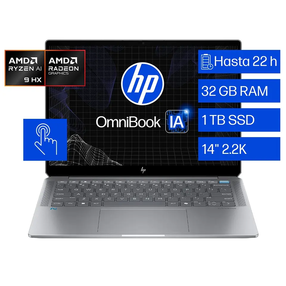 NOTEBOOK HP OMNIBOOK ULTRA 14-FD0001LA AMD RYZEN 9 32 GB RAM 1 TB SSD PANTALLA TOUCH 14