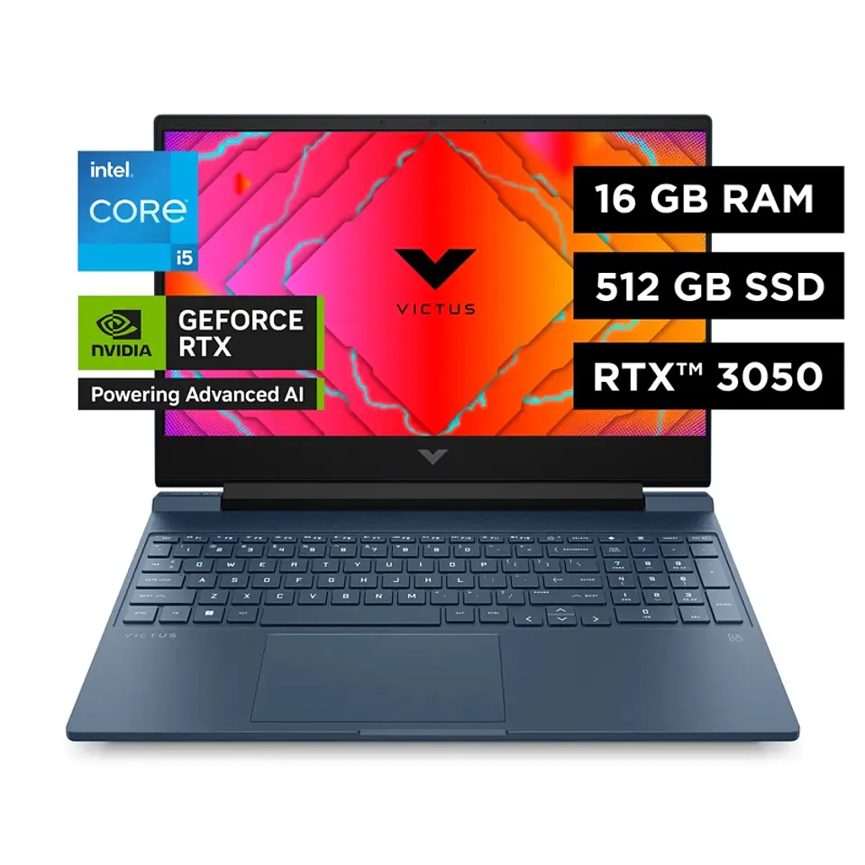 NOTEBOOK HP GAMER VICTUS 15-FA0022LA INTEL CORE I5 16GB RAM 512GB SSD RTX3050 4GB WINDOWS 11 HOME 1