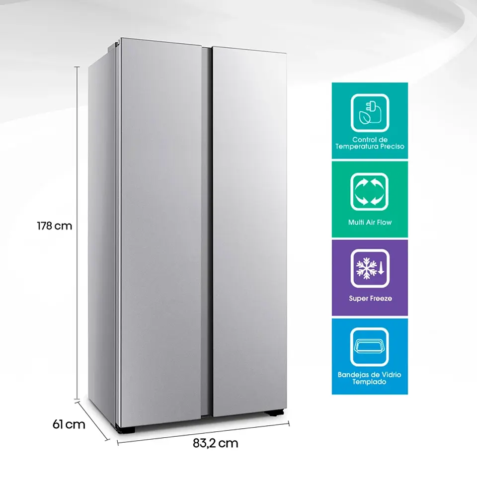 REFRIGERADOR SIDE BY SIDE HISENSE RC-56WS 428L NO FROST ACERO 1